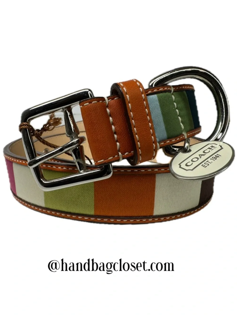 Coach Legacy Rare Satin & Leather Color Block Size XL Extra Large Dog Collar